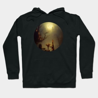 Spooky castle in the fog Hoodie